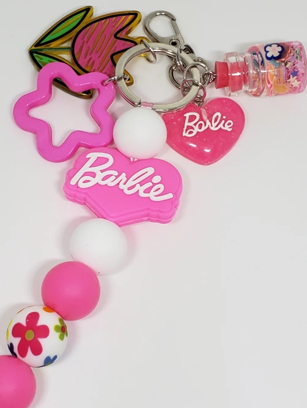 Handmade Silicone Focal Beaded Barbie Keychain